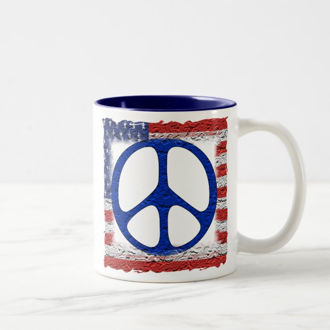 Tattered Peace Flag Two-Tone Coffee Mug (Right)