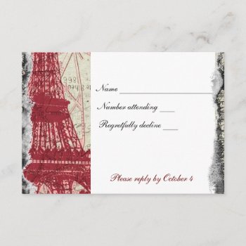 Tattered Red Paris Eiffel Tower Rsvp With Envelope by RiverJude at Zazzle