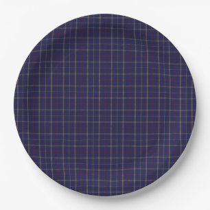 Tattersall Fashion Brooks Blue Gold Red Paper Plates