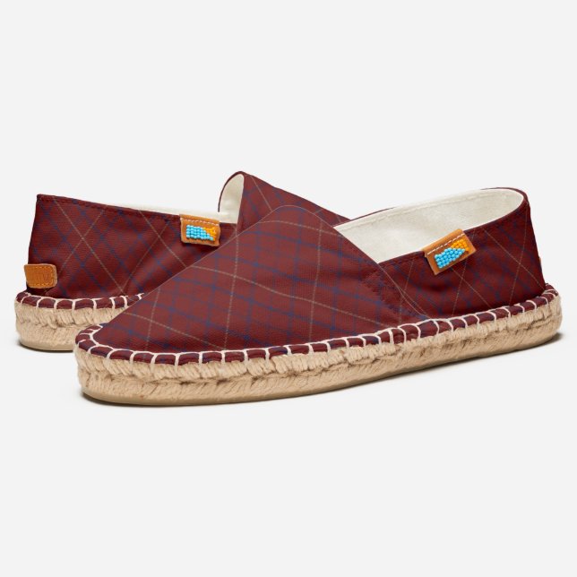 Tattersall Fashion Brooks Maroon Blue Gold Espadrilles (Angled)