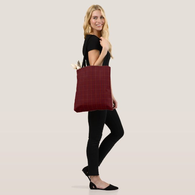 Tattersall Fashion Brooks Maroon Blue Gold Tote Bag (On Model)