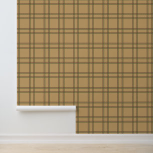 Tattersall in Green & Brown on Khaki Peel & Stick Wallpaper