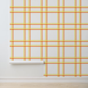 Tattersall in Lemon & Orange on White Peel & Stick Wallpaper