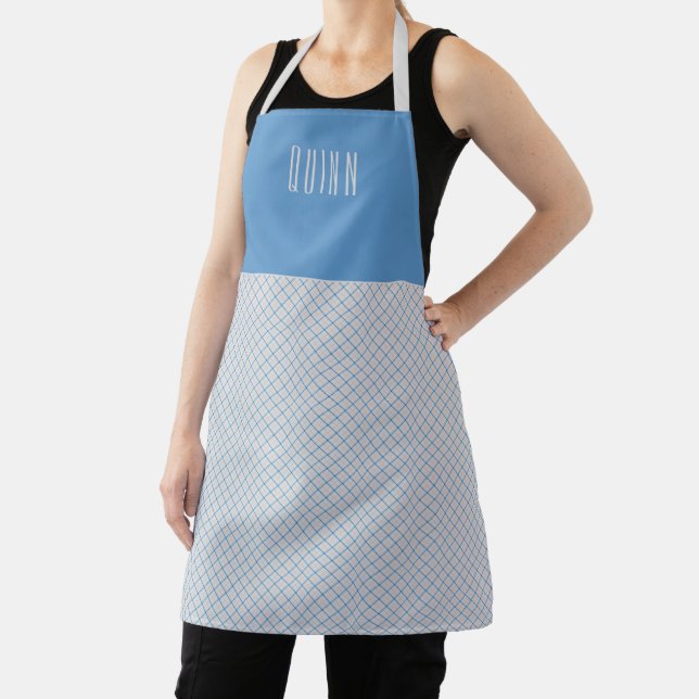 Tattersall Pattern Pink Cerulean Check Apron (Insitu)