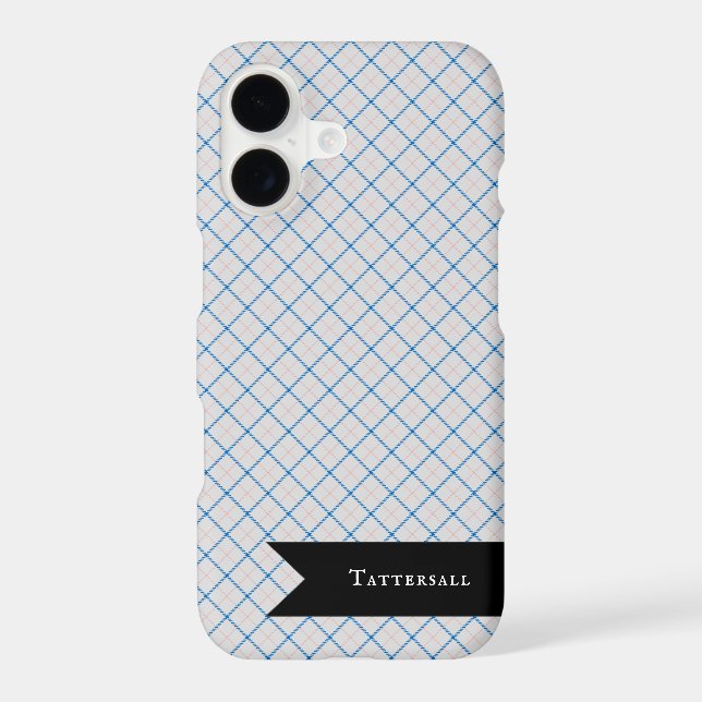 Tattersall Pattern Pink White Cerulean Plaid Check iPhone Case (Back)