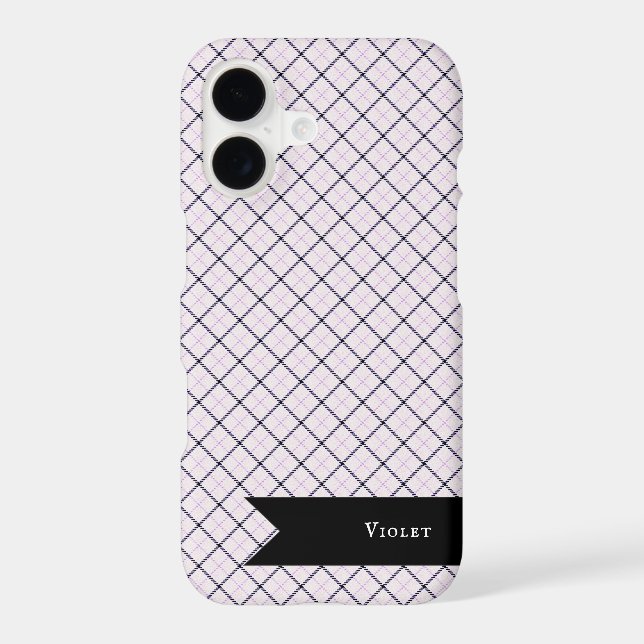 Tattersall Pattern Violet White Dark Blue Plaid iPhone Case (Back)