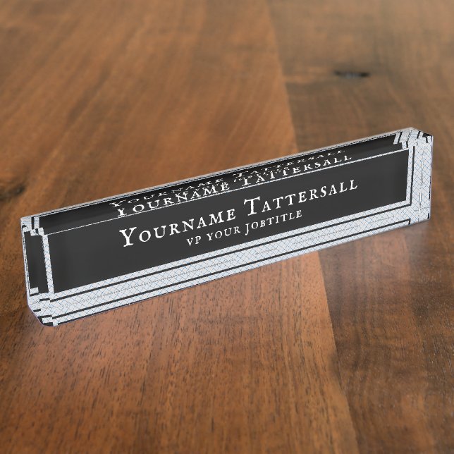 Tattersall Tartan Plaid Pattern Desk Name Plate (Side)