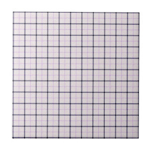 Tattersall Tartan Plaid Pattern Violet Blue Ceramic Tile