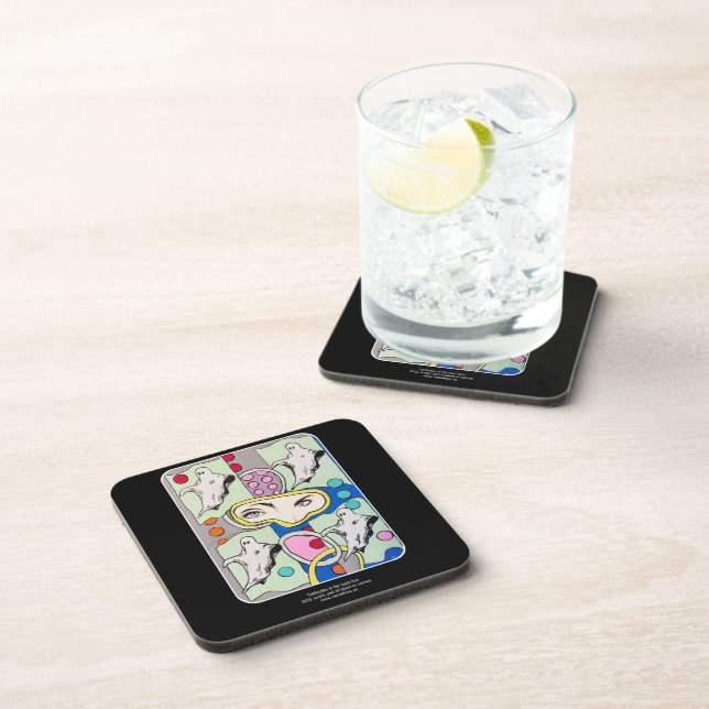 ‘Tattletales in the Spirit Box’ Painting on a  Beverage Coaster (Right Side)