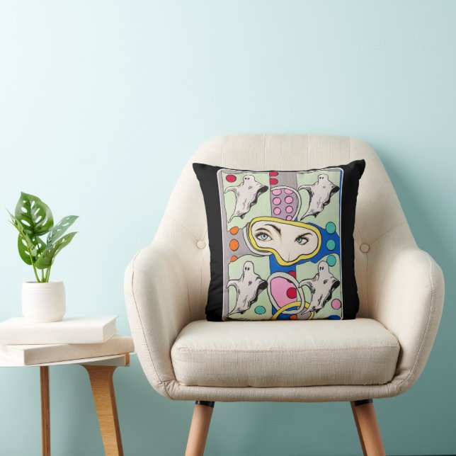 ‘Tattletales in the Spirit Box’ Painting on a  Throw Pillow (Chair)