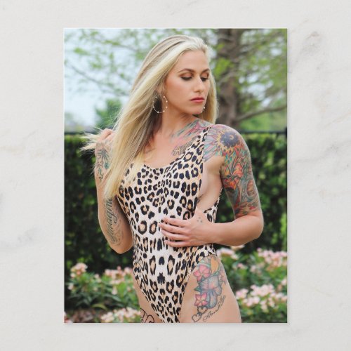 Tattoed Bikini Model Photo Postcard