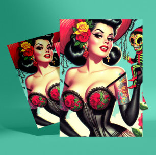 Tattoed Witch Pin-up Postcard