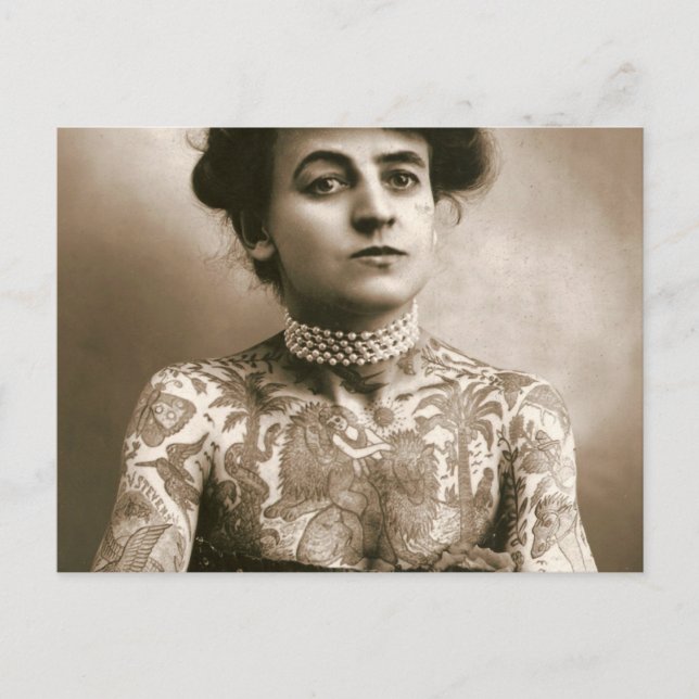 Tattoed With Pearls, Victorian Circus Photo Postcard (Front)