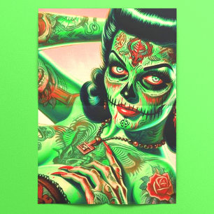 Tattoed Zombie Pin-up Tissue Paper