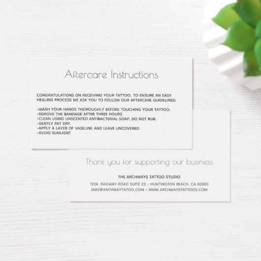 Tattoo Aftercare Advice Care with Logo (Desk)