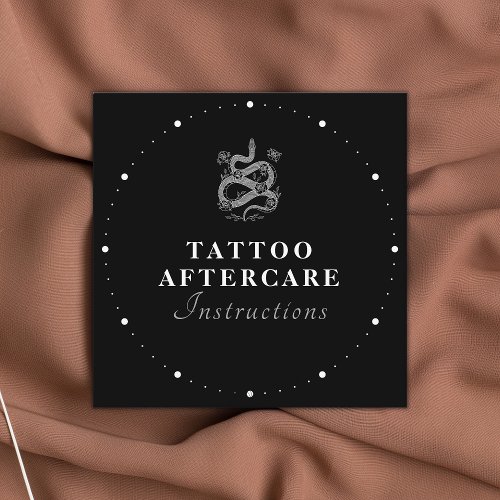 Tattoo Aftercare Instructions Black  White Text S Square Business Card