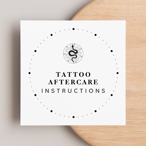 Tattoo Aftercare Instructions Black  White Text Square Business Card