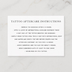Tattoo Aftercare Instructions Business Card