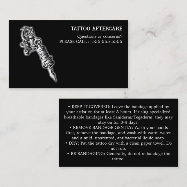 Tattoo Aftercare Instructions Business Card (Front/Back)