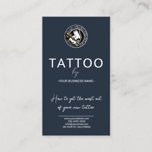 Tattoo Aftercare Instructions Card with Logo
