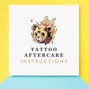 Tattoo Aftercare Instructions Creative Artsy Cat Square Business Card