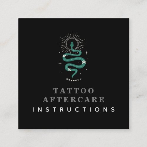 Tattoo Aftercare Instructions Mystic Snake Moon    Square Business Card