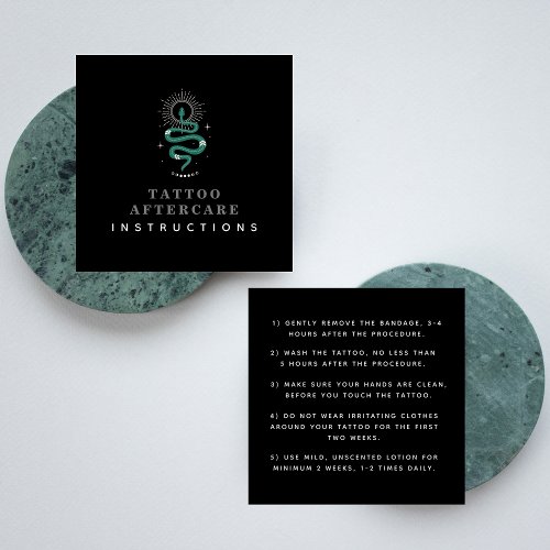 Tattoo Aftercare Instructions Mystic Snake Moon    Square Business Card