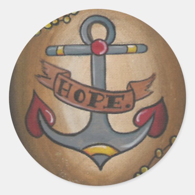 Tattoo Anchor Classic Round Sticker (Front)