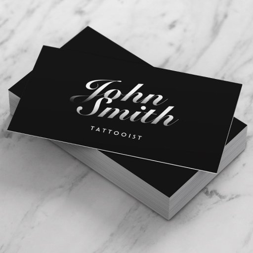Customizable Dark Stylish Calligraphic Tattoo Art Business Card