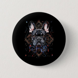 Tattoo Art French Bulldog Combined Geometric  Button