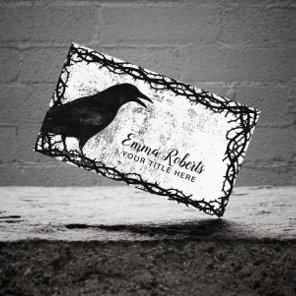 Tattoo Art Gothic Crow Black Thorn Vine Framed Business Card