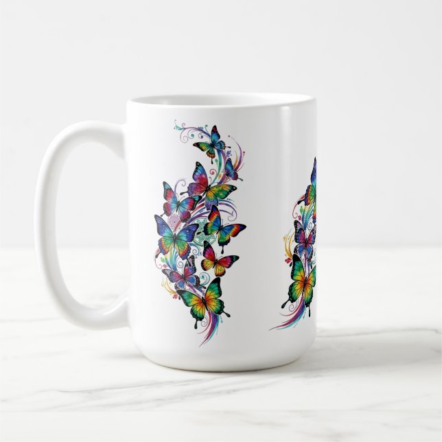 Tattoo Art Style Colorful Butterflies – Coffee Mug (Left)