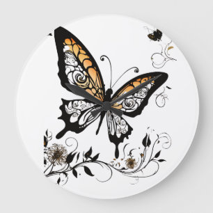Tattoo Art Style Elegant Butterfly – Wall Clock