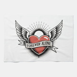 Tattoo Art: Winged Heart with "Forever Alone" Kitchen Towel