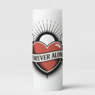 Tattoo Art: Winged Heart with "Forever Alone" Pillar Candle