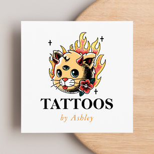 Tattoo Artist Add Your Social Media Creative Artsy Square Business Card