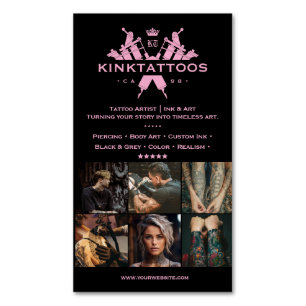 Tattoo Artist Aesthetic Pink Black Tattooist Business Card Magnet