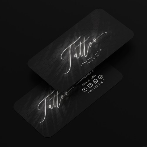 Tattoo Artist Black Silver Script Modern  Business Card