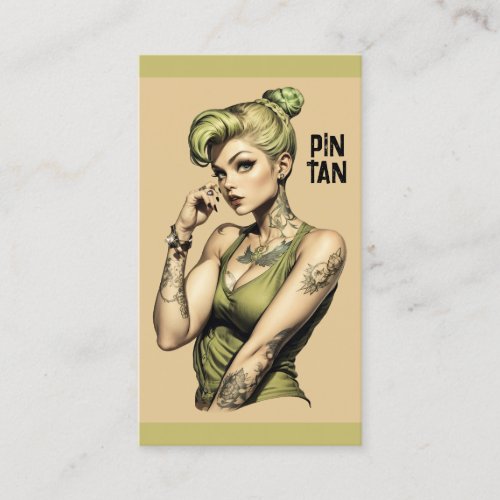 Tattoo Artist Body Piercing Shop Parlor Pin Tan Business Card