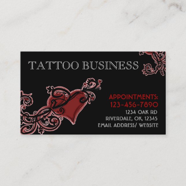 Tattoo Artist customizable business cards (Front)
