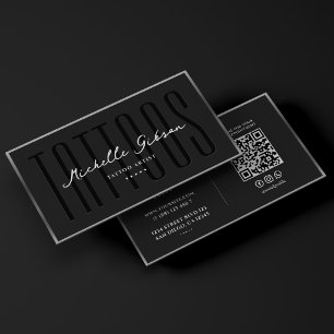 Tattoo Artist Elegant Black Silver Frame Tattooist Business Card