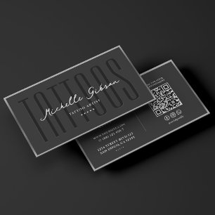 Tattoo Artist Elegant Black Silver Frame Tattooist Business Card