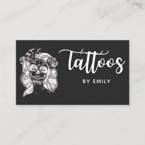 Tattoo Artist Elegant Calligraphy Black  White  Business Card