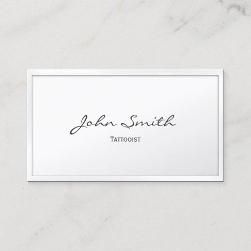 Classy White Border Tattoo Art Business Card