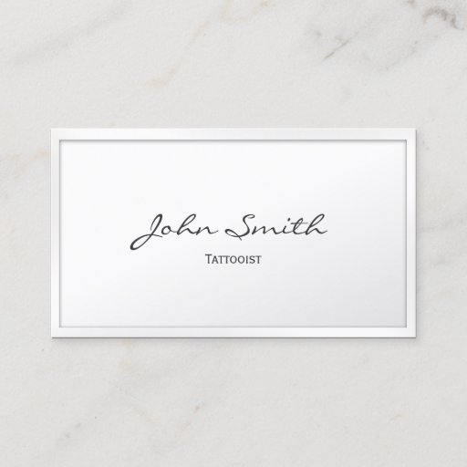 Customizable Classy White Border Tattoo Art Business Card