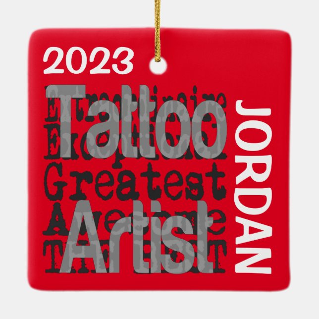 Tattoo Artist Extraordinaire CUSTOM Ceramic Ornament (Back)