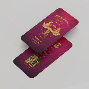 Tattoo Artist Gold Red Monogram Modern Business Card