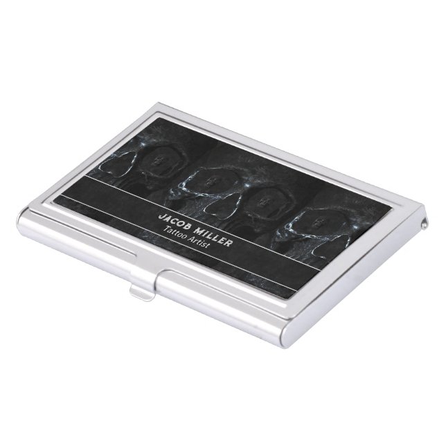 Tattoo Artist Gothic Black Dark Academia Skull Business Card Case (Front)