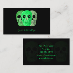 Tattoo Artist Gothic Green Black Skull Business Card