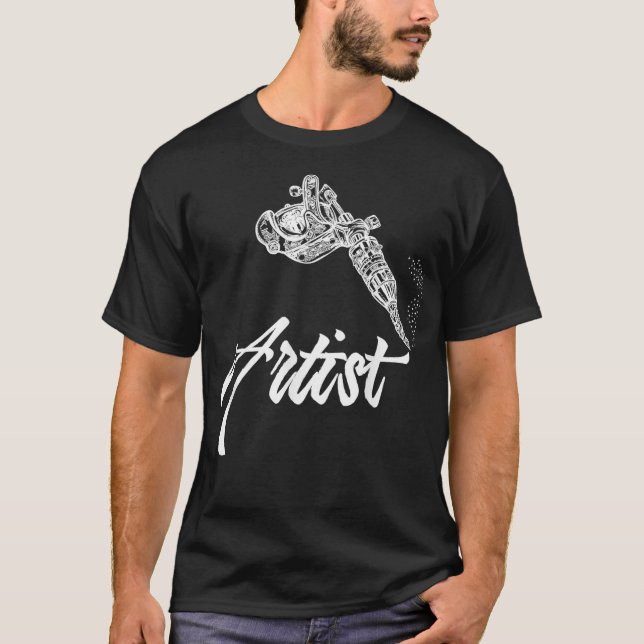 Tattoo Artist Italics Tattooing Gun  for men women T-Shirt (Front)